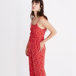 Madewell Ruched Wide Leg Floral Jumpsuit